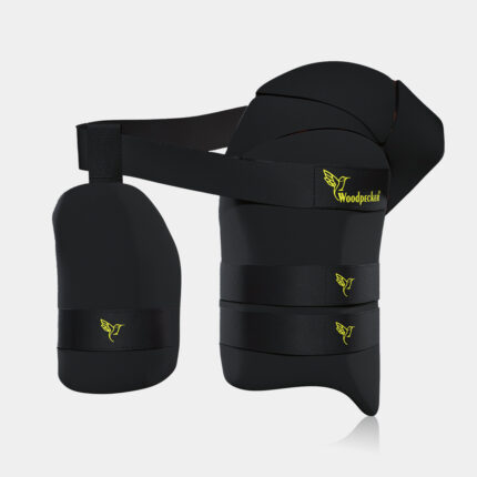 Woodpecker Cricket Thigh Guard - Black & Orange, 3-Strip Design